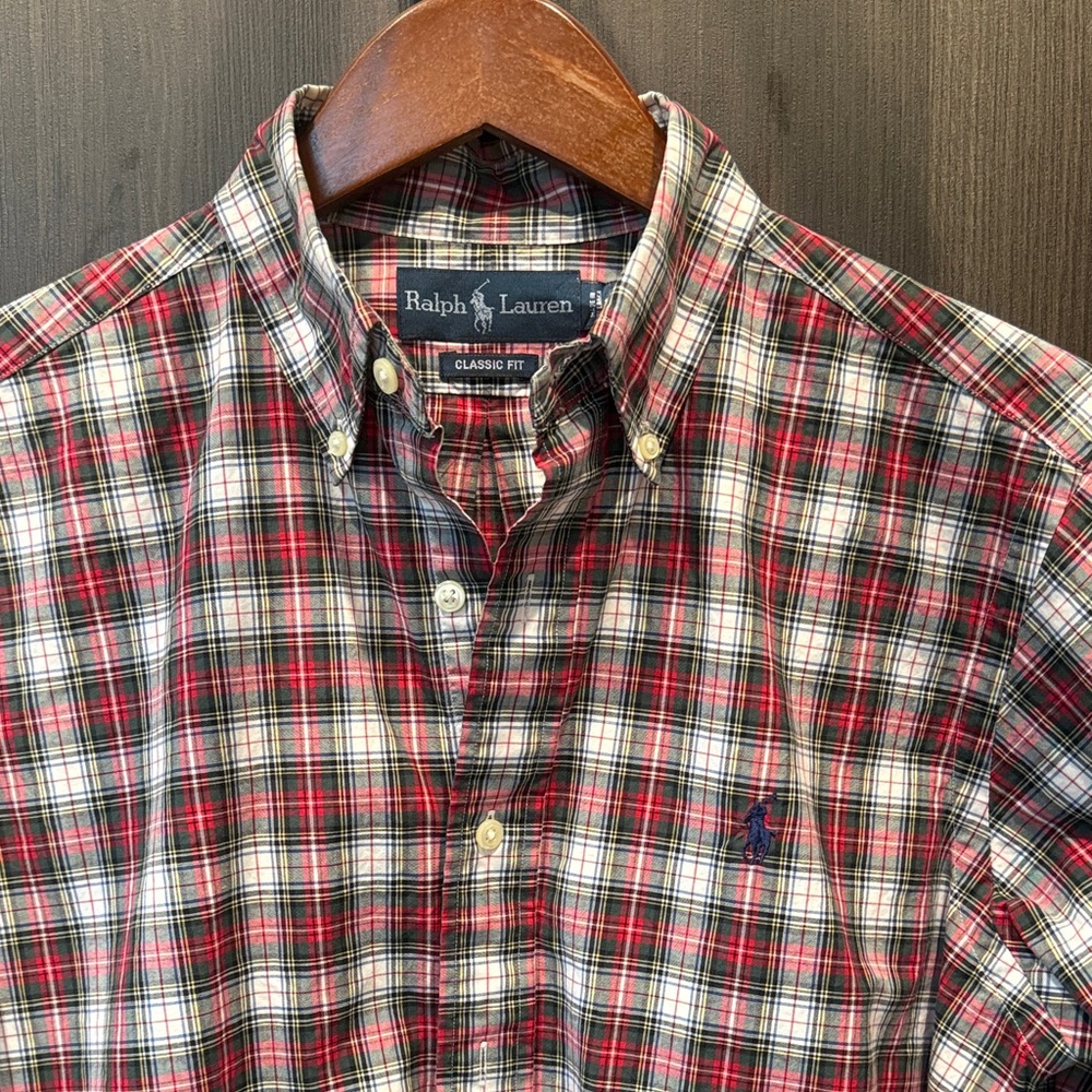 Polo by Ralph Lauren Men's Red and Black Checkered Shirt - Red Tartan plaid.
